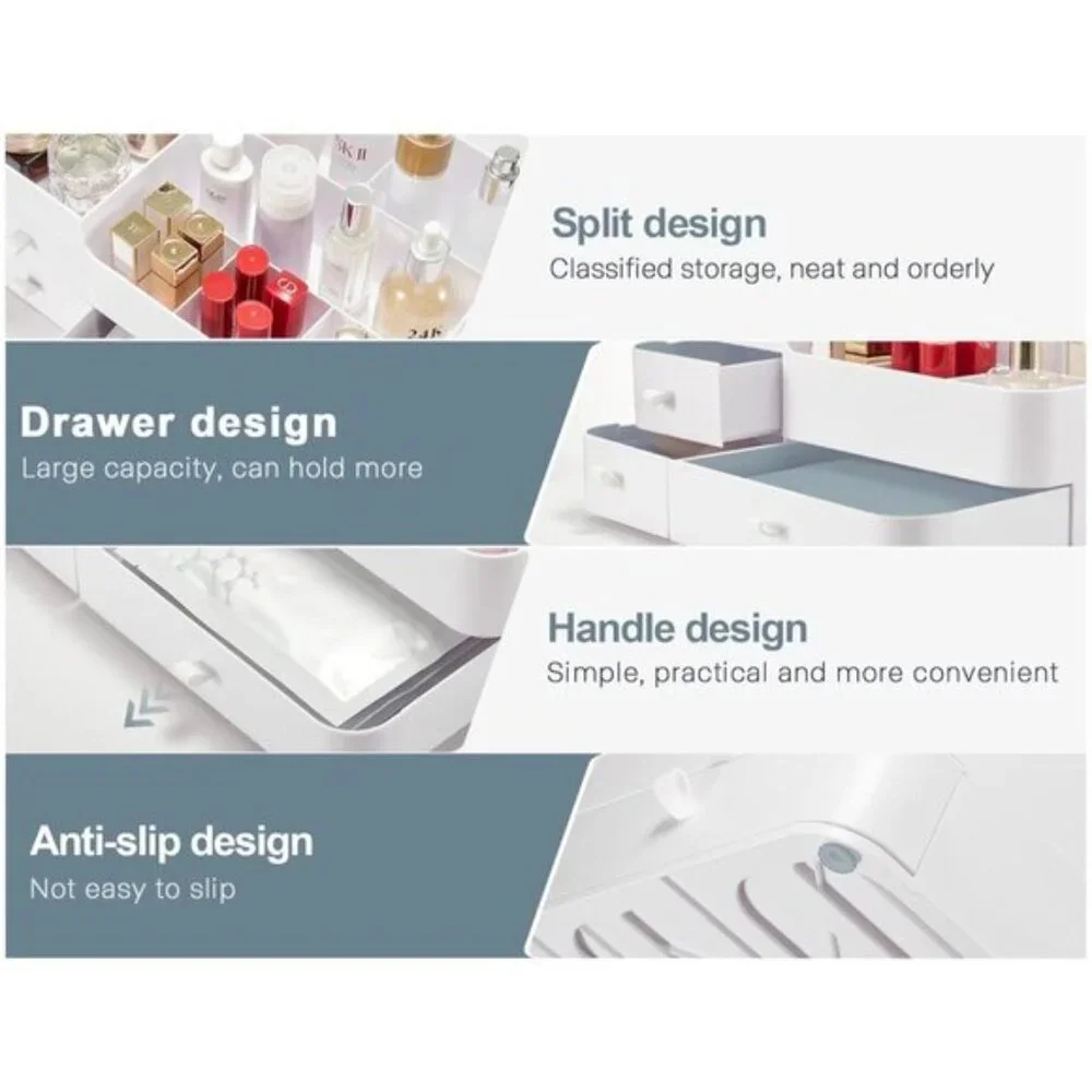 New Large Makeup Organizer with Drawers, Skincare & Cosmetic Storage for Vanity